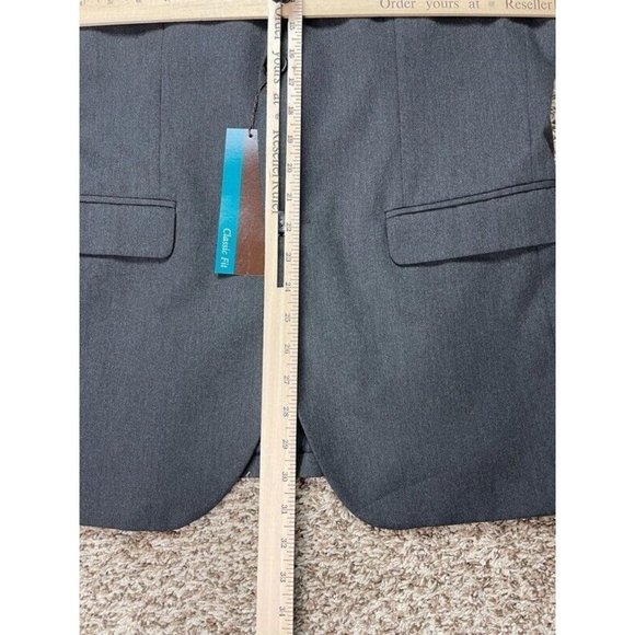 Perry Ellis Mens Single Breasted Blazer Gray Flap Pockets Classic Fit 40R New - Picture 4 of 10